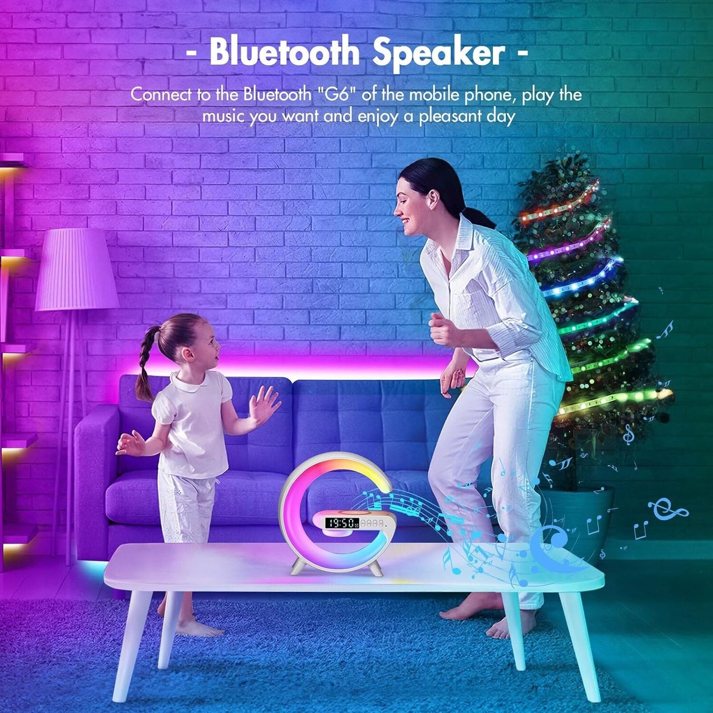 AuraGlow™ Smart Wireless Charging Speaker